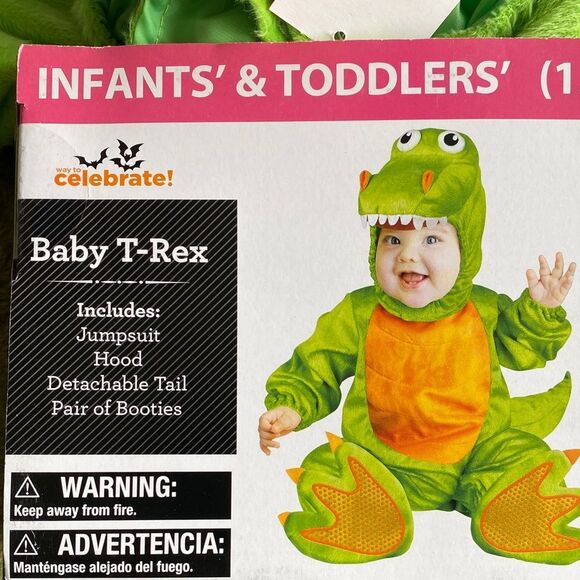 Green and Orange Baby T-Rex Costume 12-18 months - Picture 4 of 4